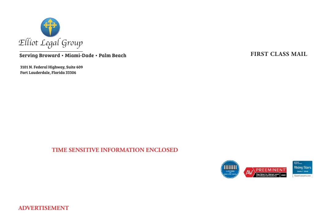 Elliot Legal Group lawsuit & foreclosure defense envelope