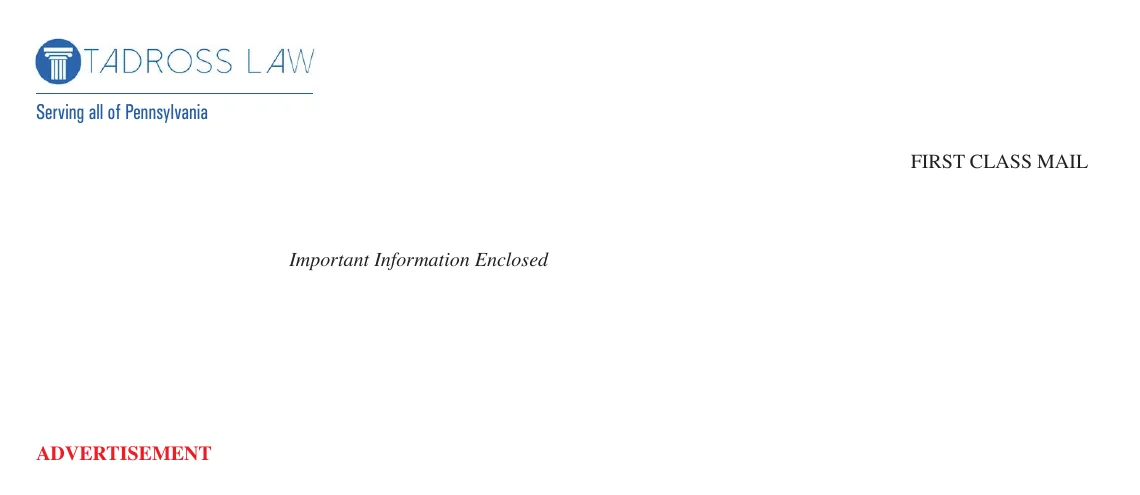 Tadross Law debt defense envelope